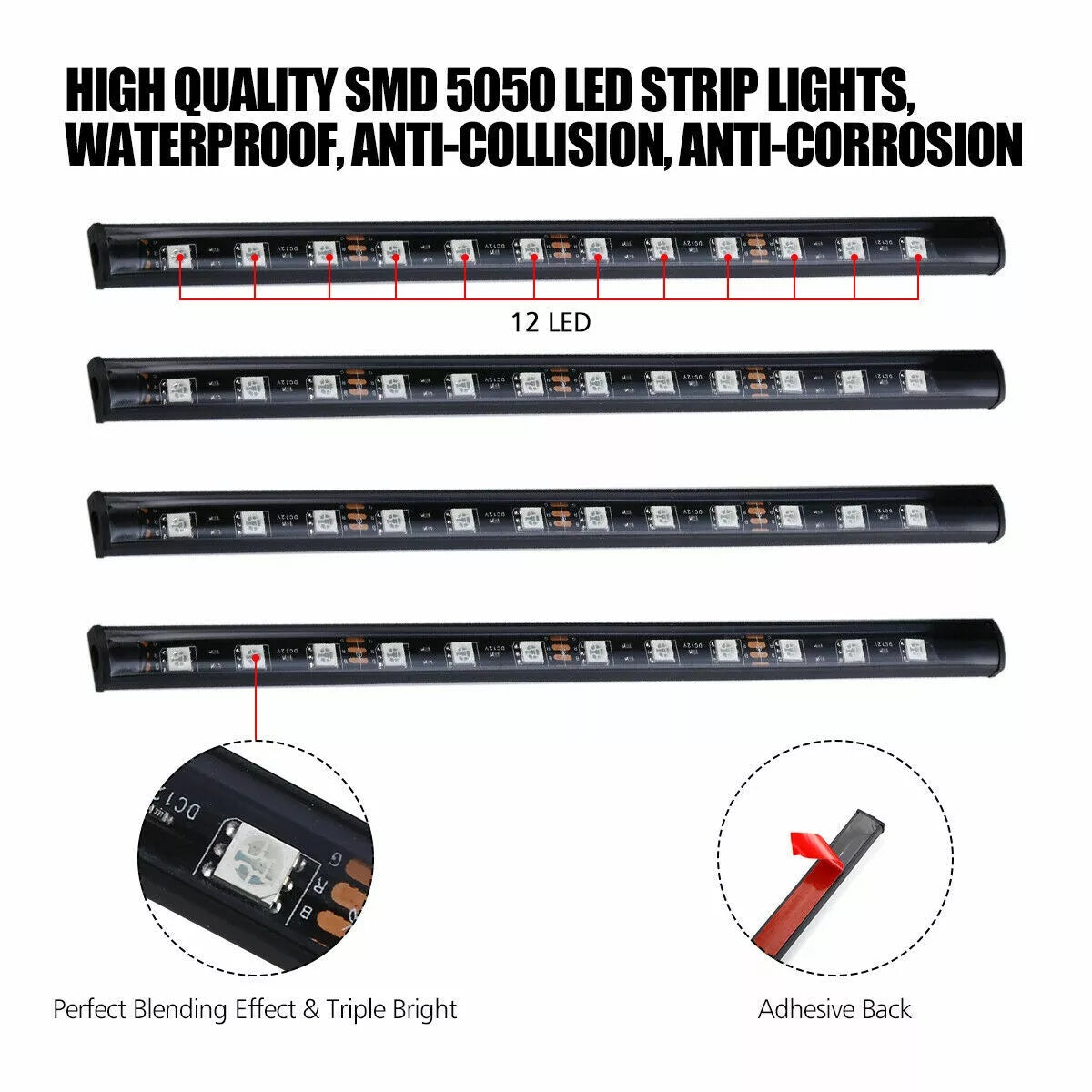 RGB LED Strip Light – Music Sync, USB Powered with Remote (48 LEDs)