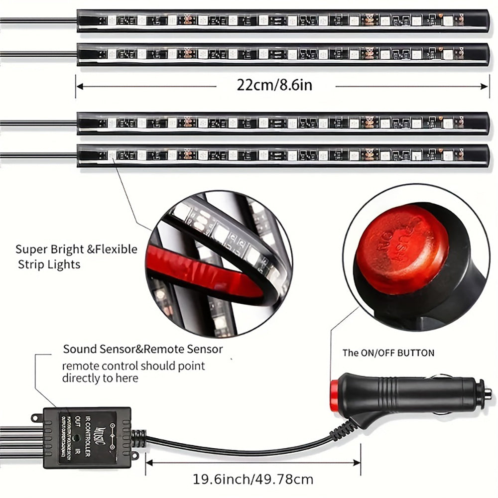RGB LED Strip Light – Music Sync, USB Powered with Remote (48 LEDs)