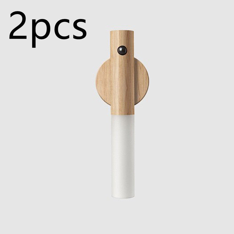 Rechargeable Motion Sensor Cabinet Light – USB Magnetic Wood LED Night Lamp