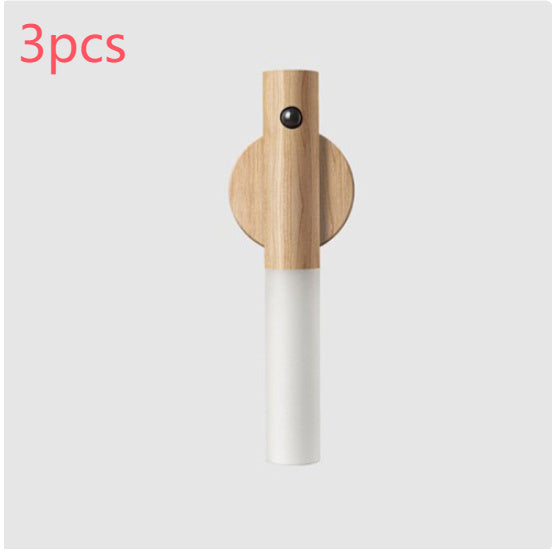 Rechargeable Motion Sensor Cabinet Light – USB Magnetic Wood LED Night Lamp
