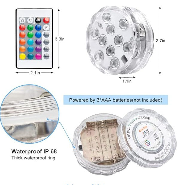 Submersible LED Glow Lights β RGB Remote Control (4β16 Pack)