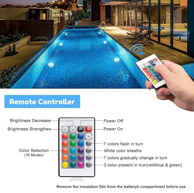 Submersible LED Glow Lights β RGB Remote Control (4β16 Pack)
