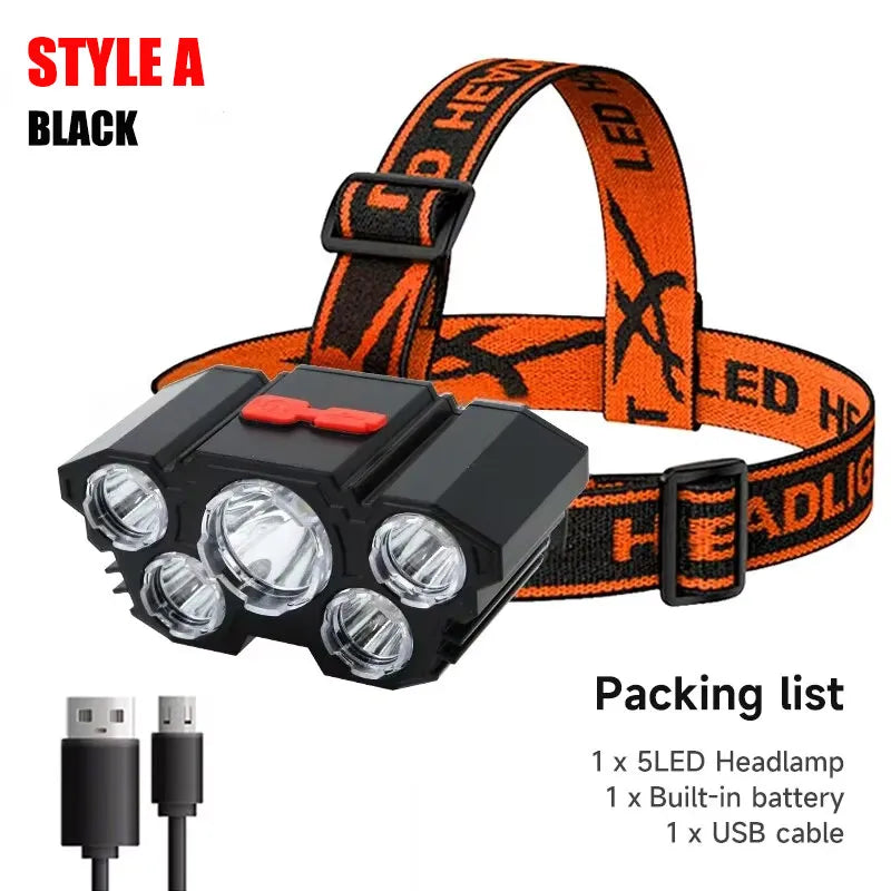 High-Quality 5 LED Rechargeable Flashlight
