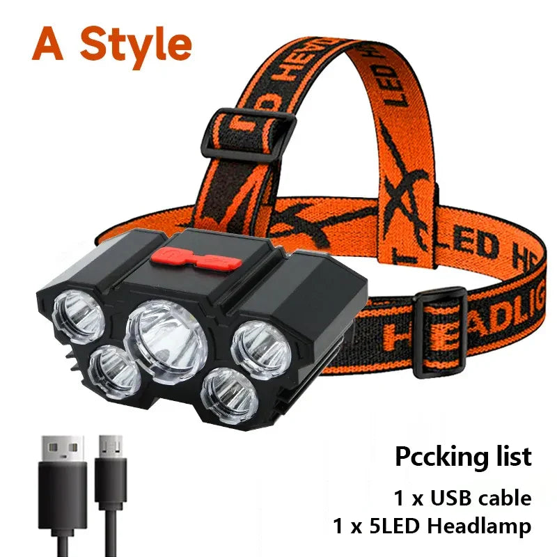 High-Quality 5 LED Rechargeable Flashlight
