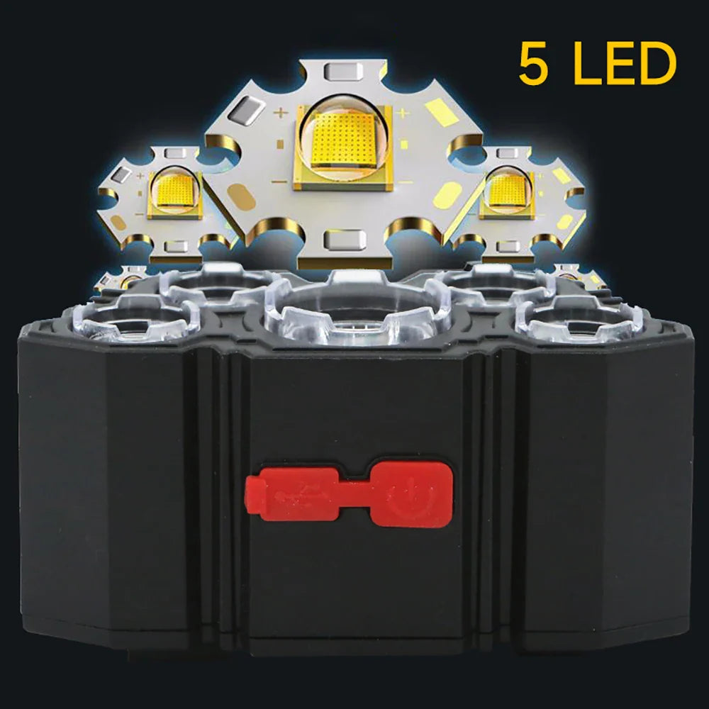 High-Quality 5 LED Rechargeable Flashlight