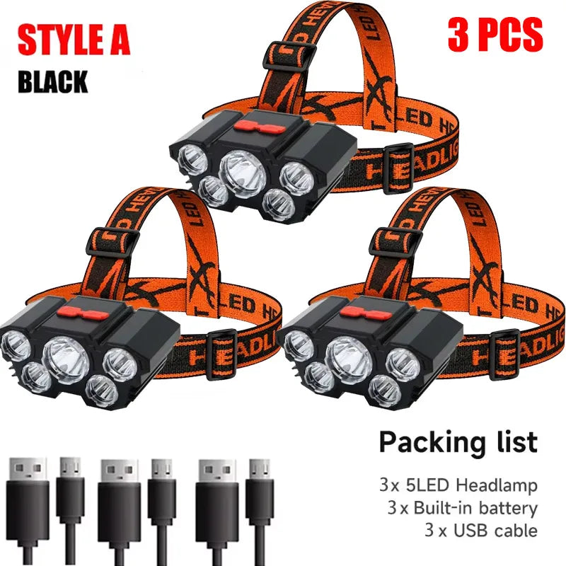 High-Quality 5 LED Rechargeable Flashlight
