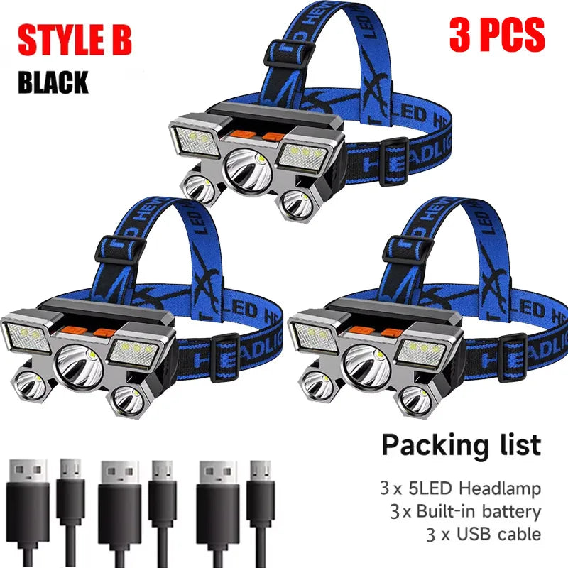 High-Quality 5 LED Rechargeable Flashlight