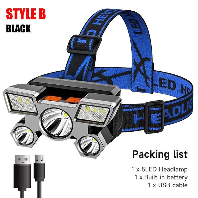 High-Quality 5 LED Rechargeable Flashlight