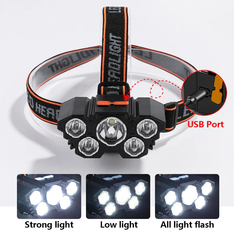 High-Quality 5 LED Rechargeable Flashlight