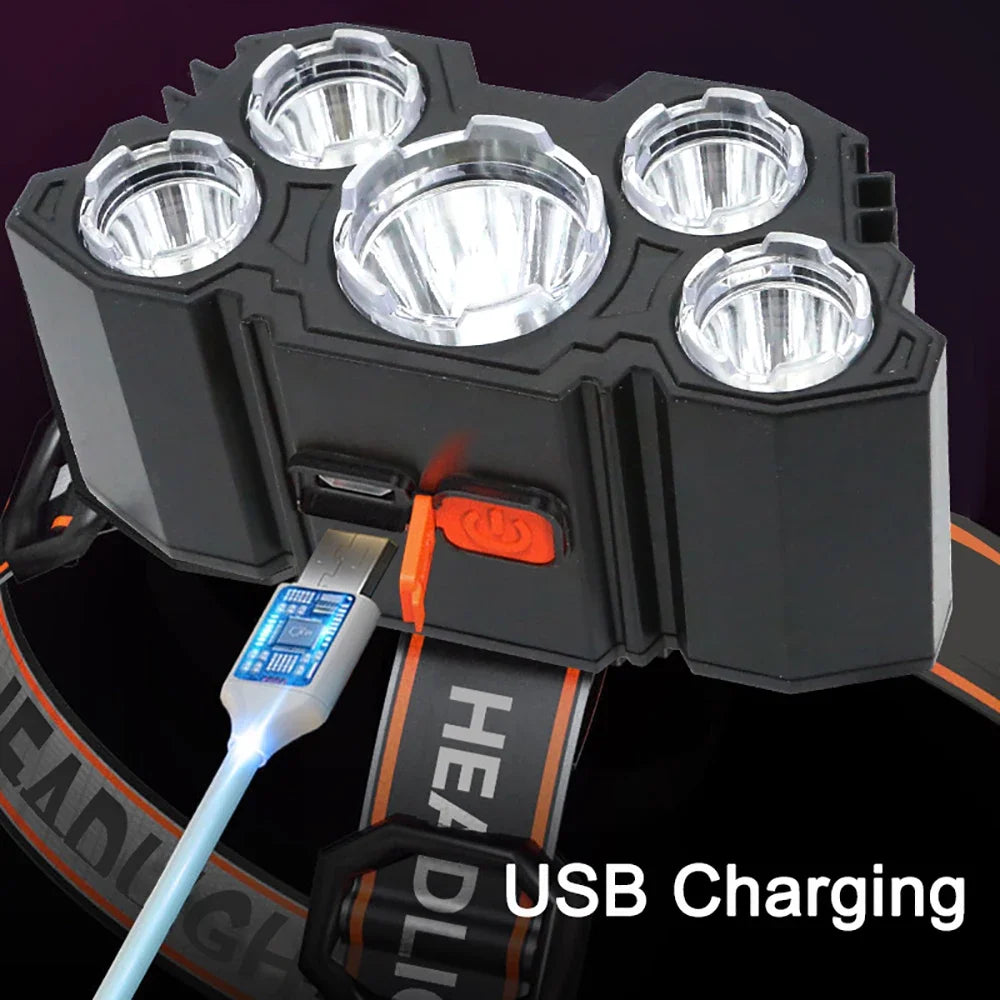 High-Quality 5 LED Rechargeable Flashlight