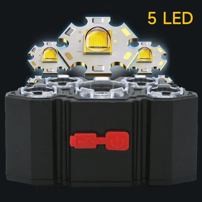 High-Quality 5 LED Rechargeable Flashlight