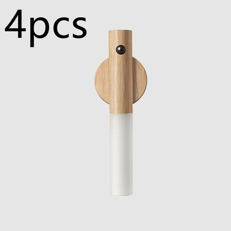 Rechargeable Motion Sensor Cabinet Light – USB Magnetic Wood LED Night Lamp