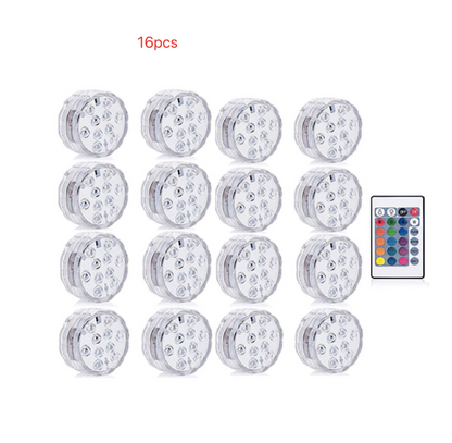 Submersible LED Glow Lights – RGB Remote Control (4–16 Pack)