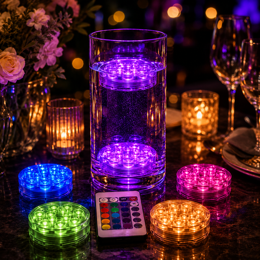 Submersible LED Glow Lights – RGB Remote Control (4–16 Pack)