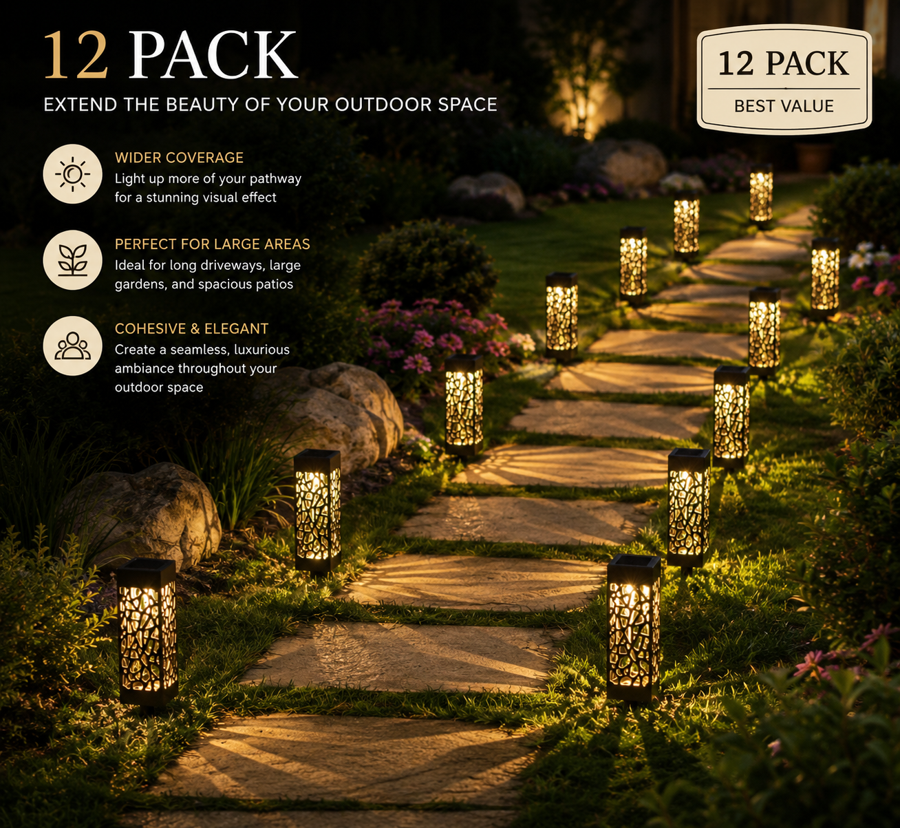 Solar Shadow Pathway Lights™ | Decorative Outdoor Solar Garden Lighting