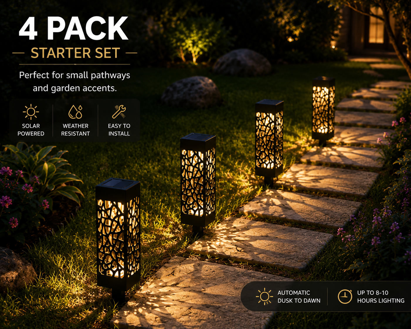 Solar Shadow Pathway Lights™ | Decorative Outdoor Solar Garden Lighting