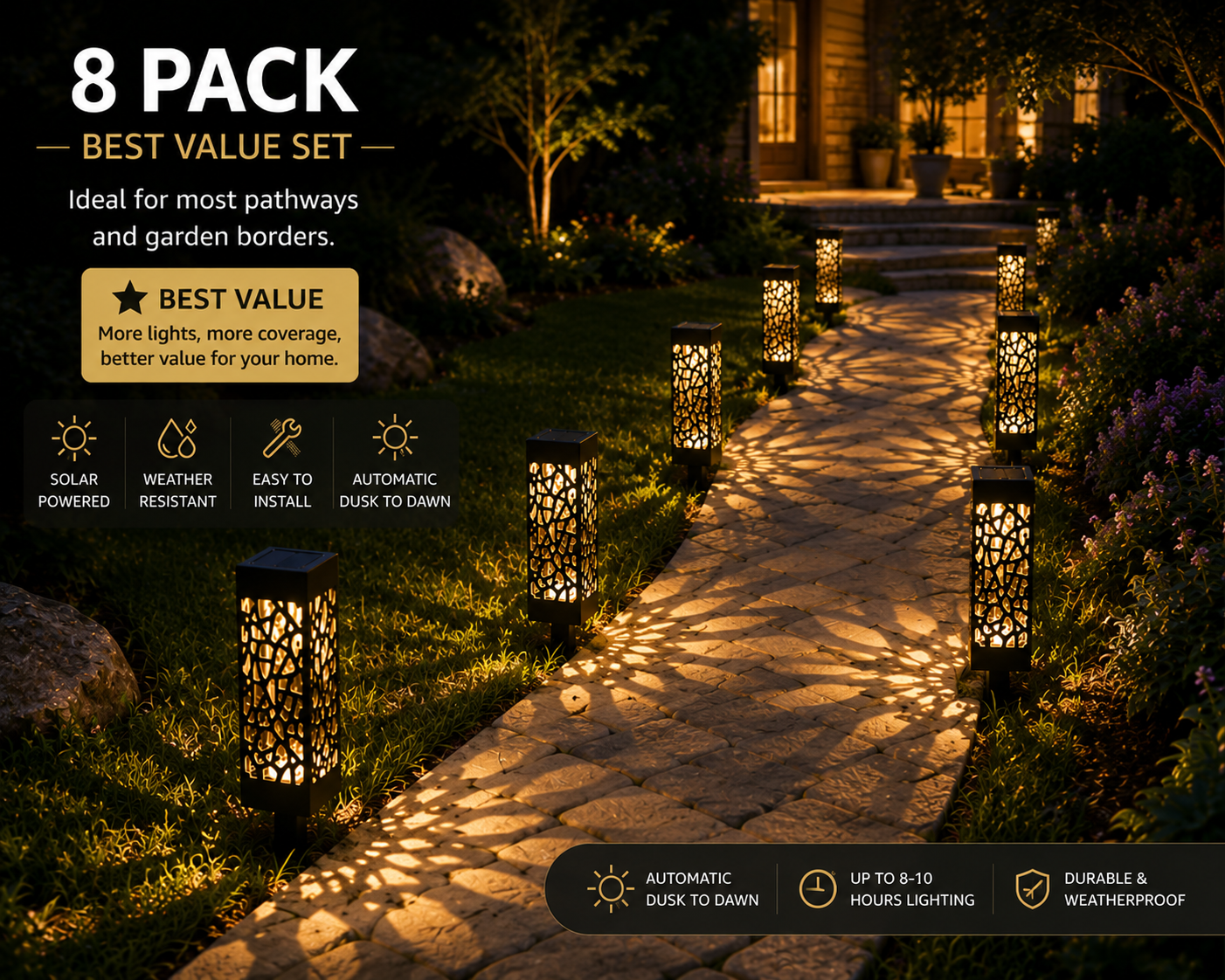 Solar Shadow Pathway Lights™ | Decorative Outdoor Solar Garden Lighting