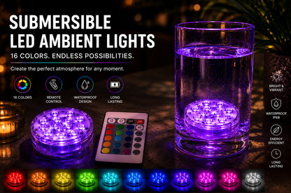 Submersible LED Glow Lights – RGB Remote Control (4–16 Pack)