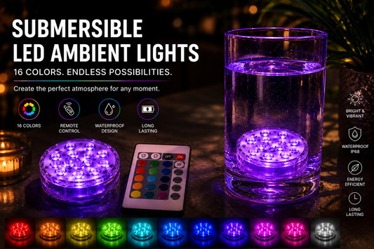 Submersible LED Glow Lights – RGB Remote Control (4–16 Pack)