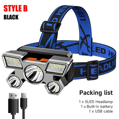 High-Quality 5 LED Rechargeable Flashlight