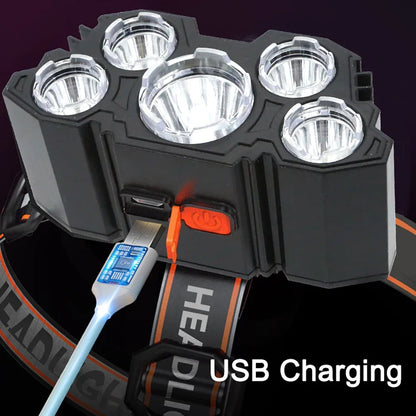 High-Quality 5 LED Rechargeable Flashlight